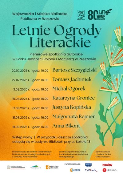 Grafika promująca Letnie Ogrody Literackie